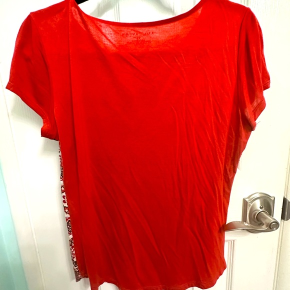 Ann Taylor Brown Orange Geometric Top - Modal, Lyocell size XS - Picture 6 of 7